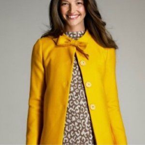 J.Crew French Serge Day Bow Coat, Yellow Saffron Gold 6 As Seen on TV